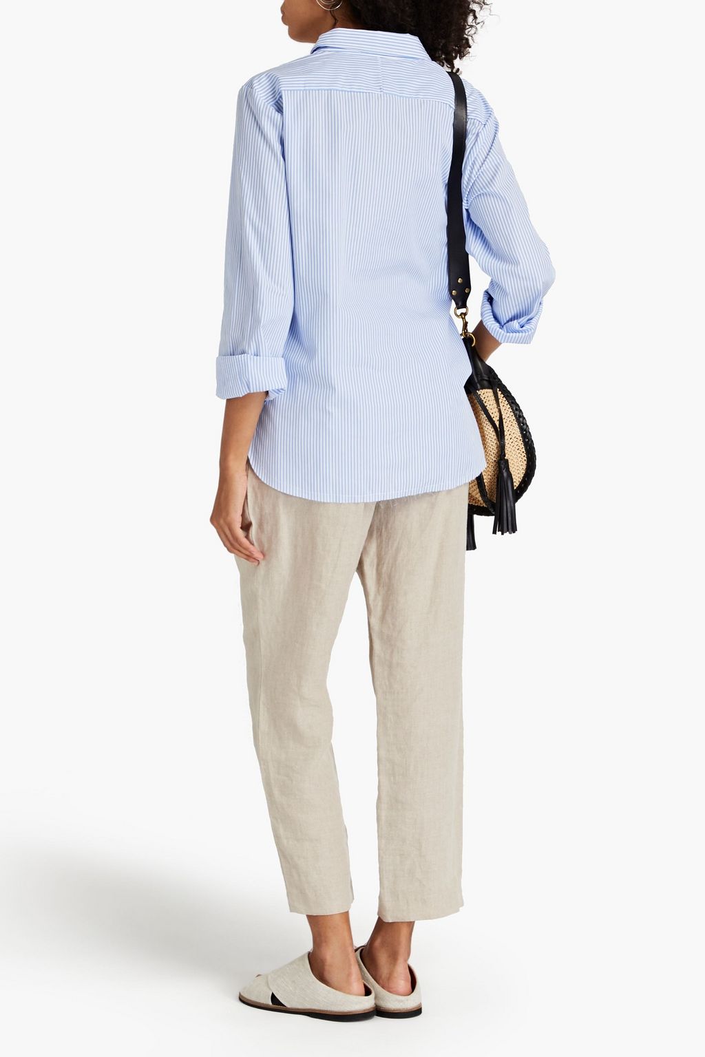 STATESIDE Striped cotton-poplin shirt