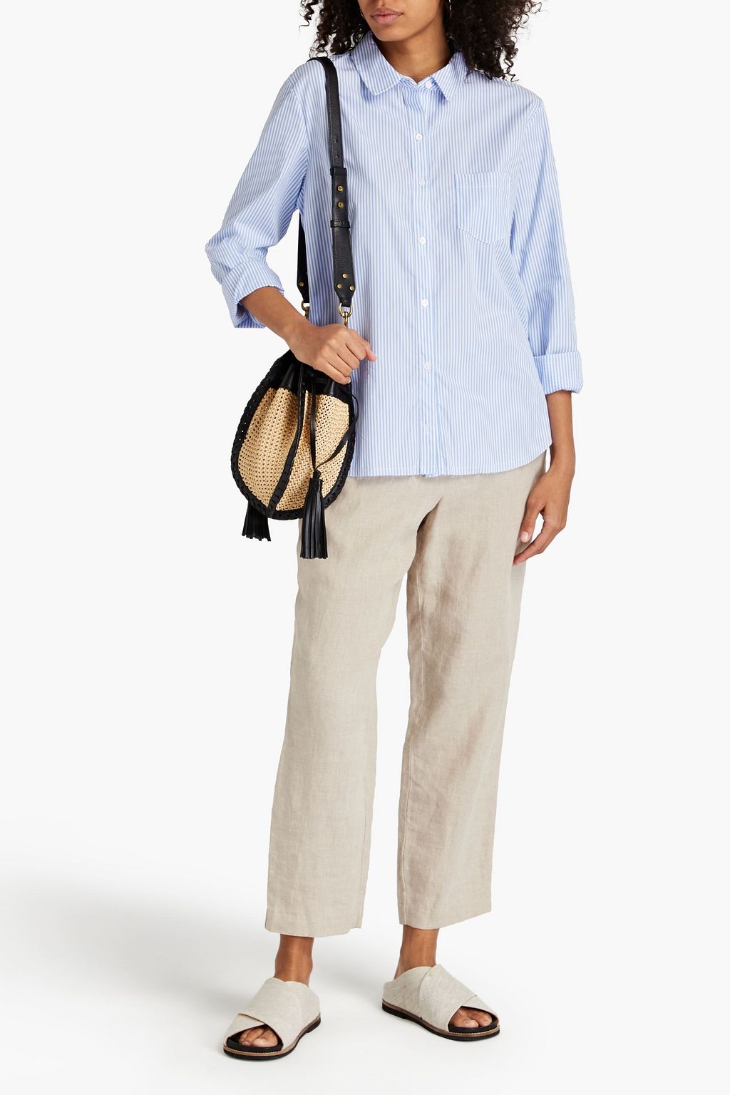 STATESIDE Striped cotton-poplin shirt
