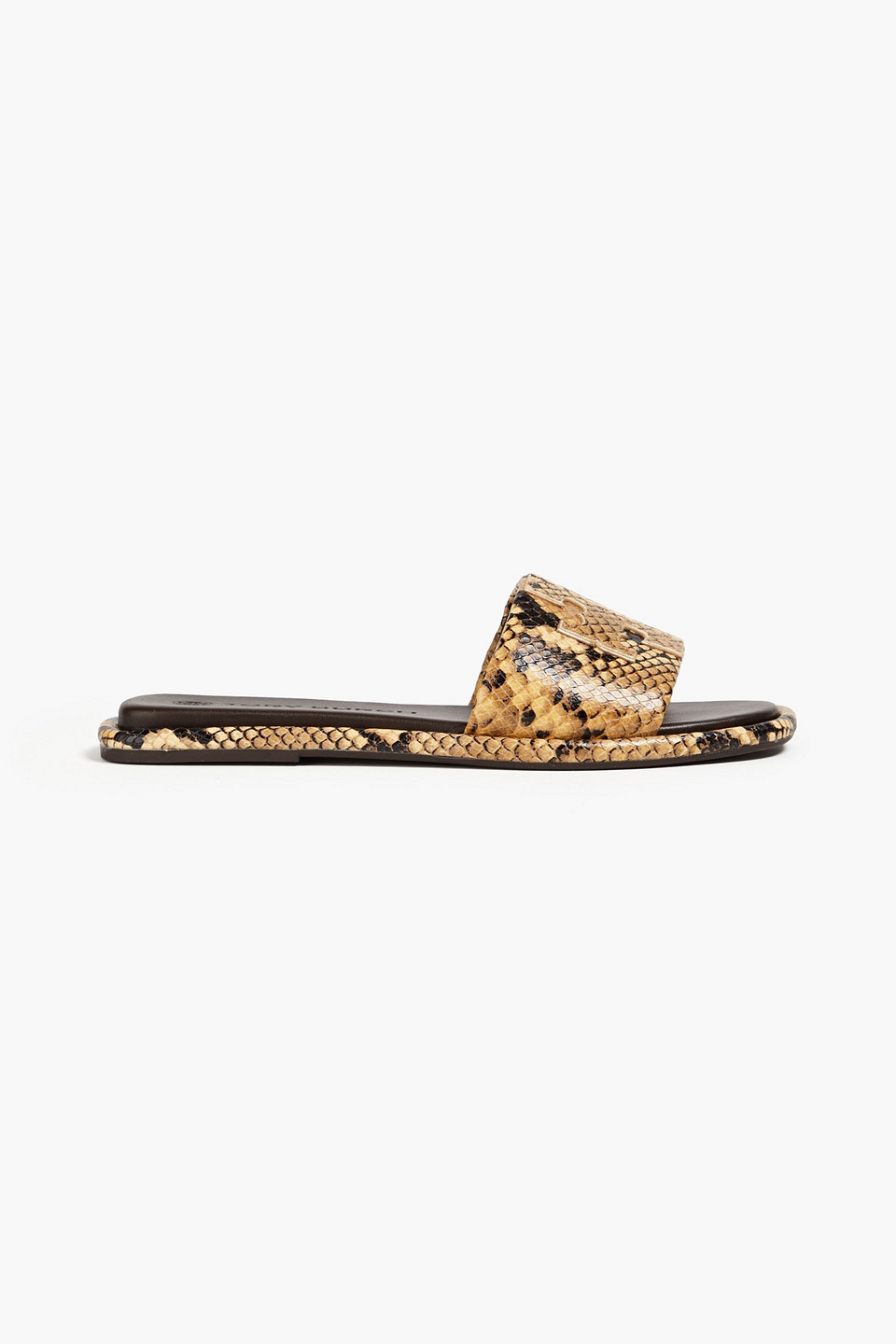 Tory Burch Snake-effect Leather Slides In Animal Print