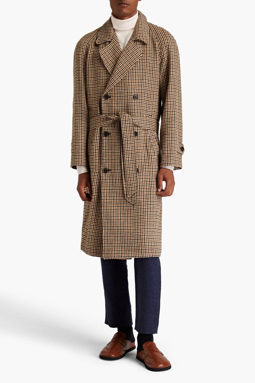 NANUSHKA Belted checked cotton-jacquard trench coat