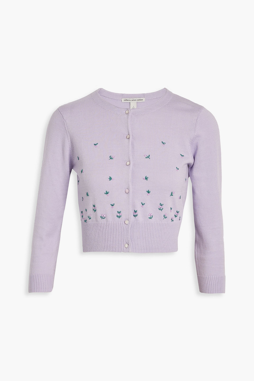 Autumn Cashmere Cropped Embroidered Cotton Cardigan In Lavender