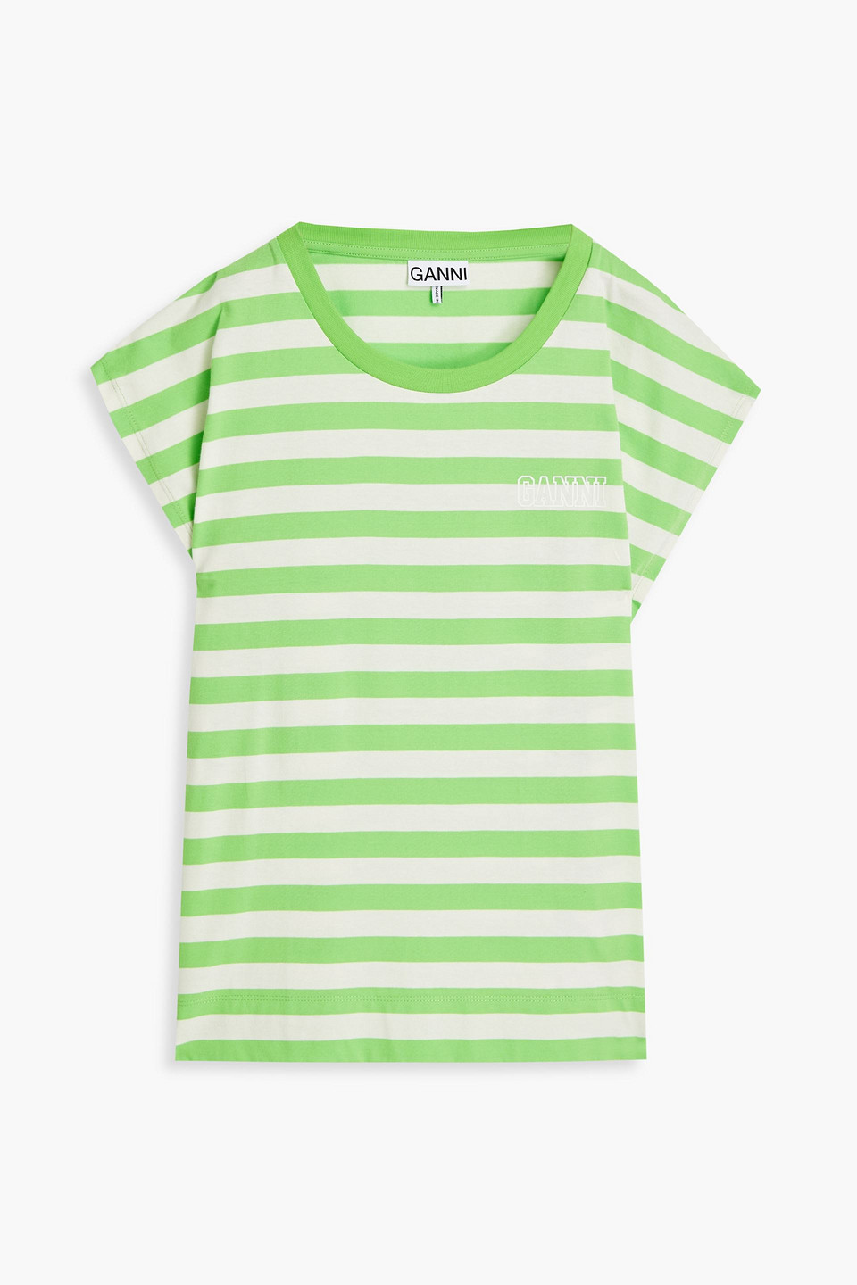 GANNI STRIPED COTTON-JERSEY T-SHIRT