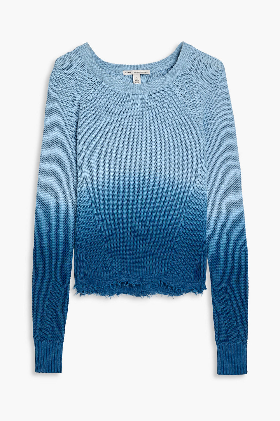 Autumn Cashmere Gradient Distress Crew Top In Aqua In Light Blue