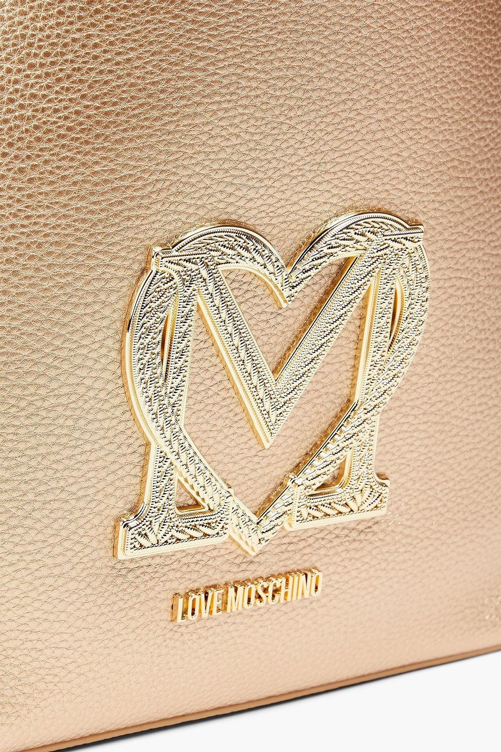 LOVE MOSCHINO Appliquéd metallic faux leather shoulder bag