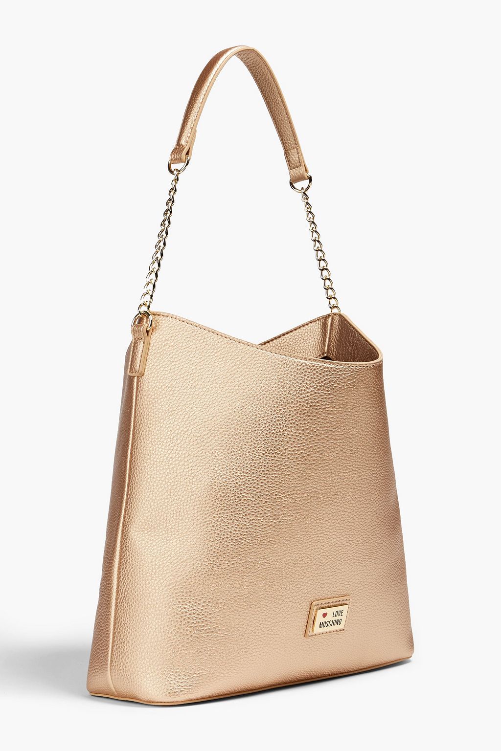 LOVE MOSCHINO Appliquéd metallic faux leather shoulder bag