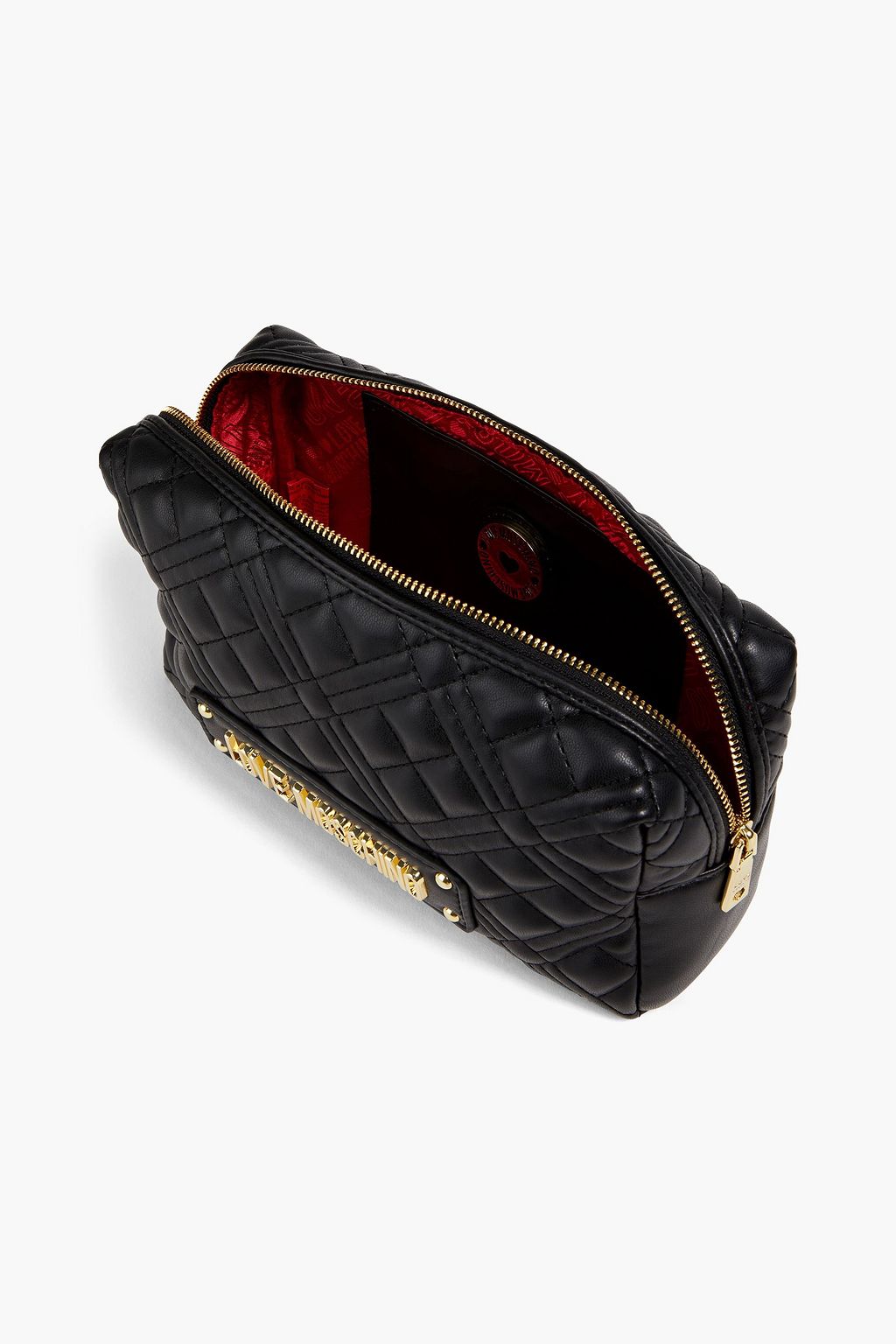 LOVE MOSCHINO Quilted faux leather cosmetics case