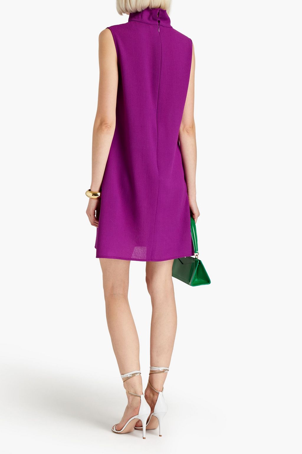 OSCAR DE LA RENTA Wool-blend crepe turtleneck mini dress