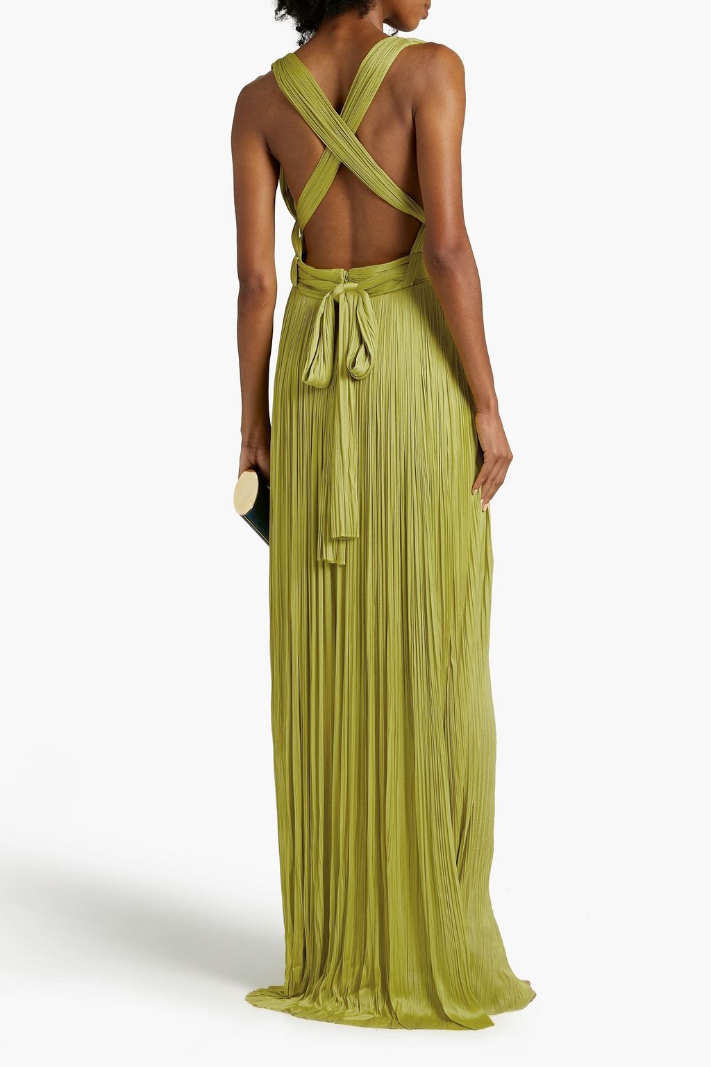 MARIA LUCIA HOHAN Rayana belted plissé-silk gown