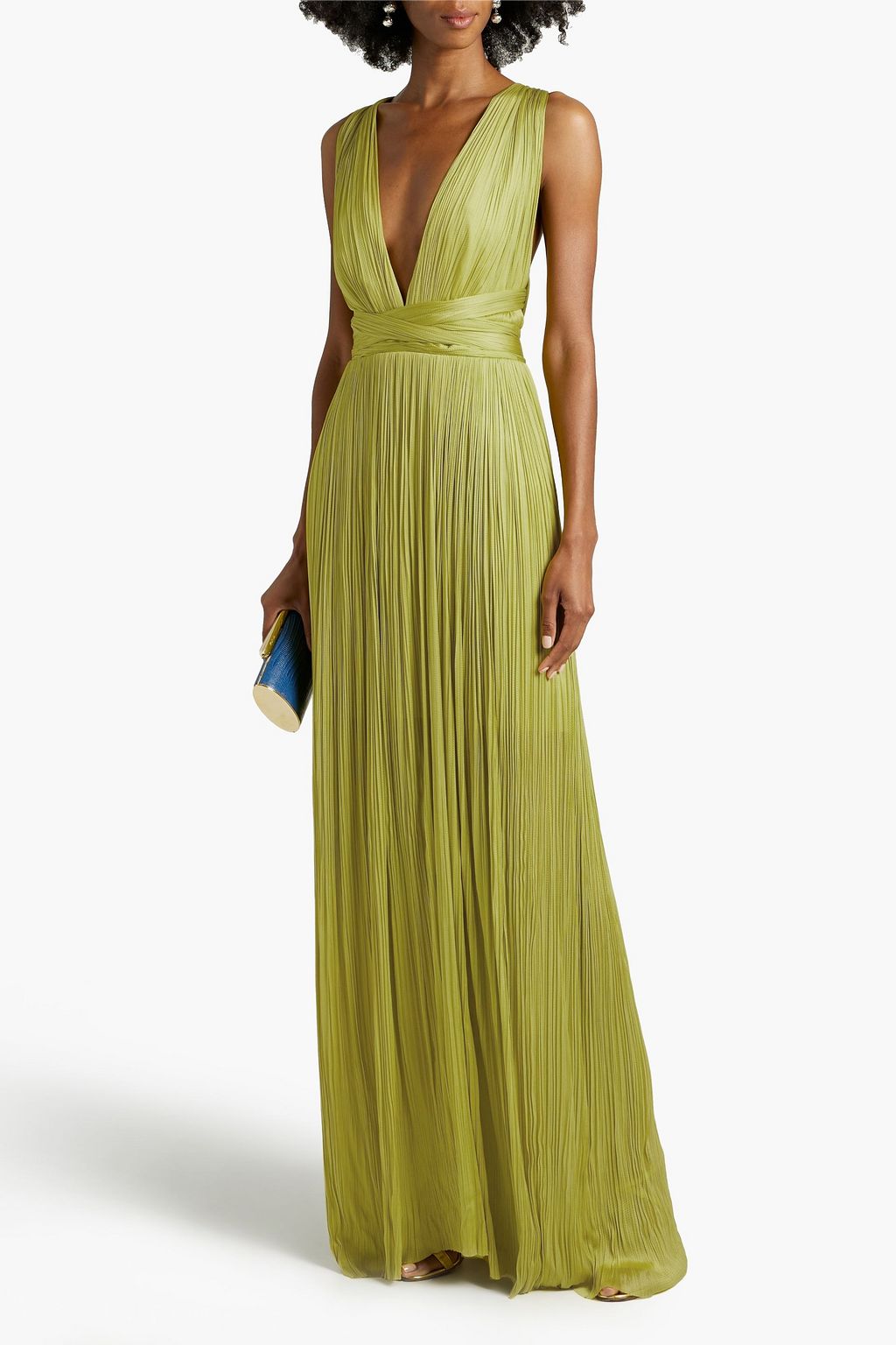 MARIA LUCIA HOHAN Rayana belted plissé-silk gown