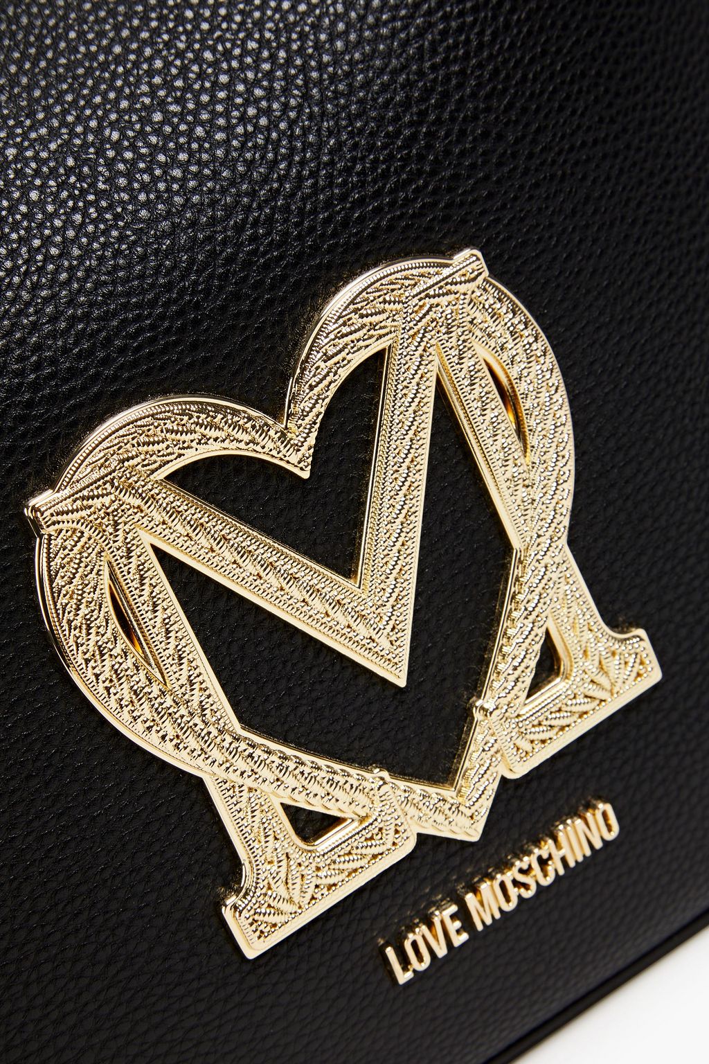 LOVE MOSCHINO Appliquéd metallic faux leather shoulder bag