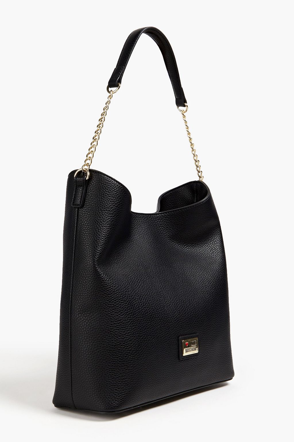 LOVE MOSCHINO Appliquéd metallic faux leather shoulder bag