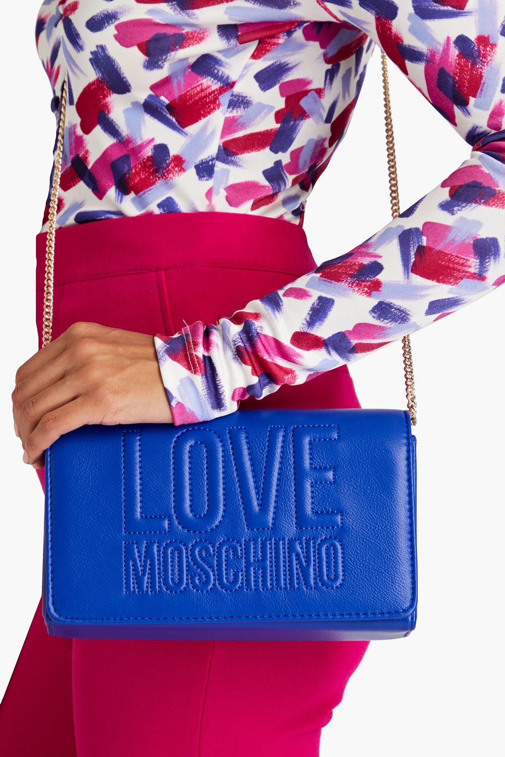 LOVE MOSCHINO Quilted embossed faux leather cross-body bag
