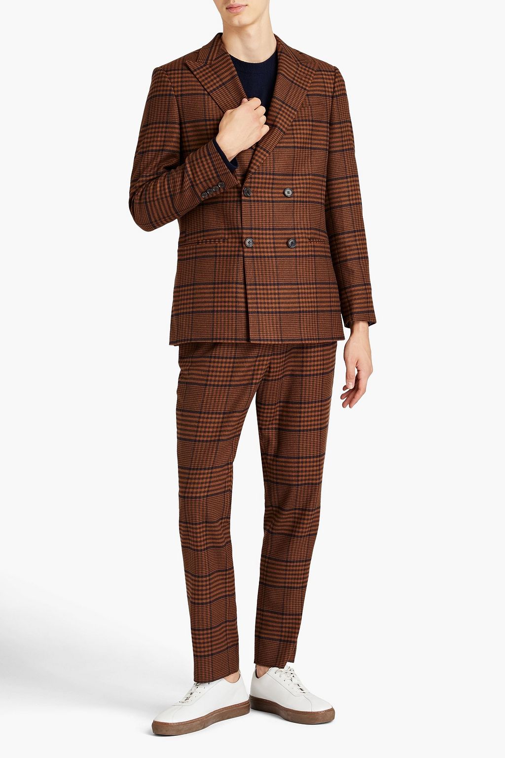 NANUSHKA Double-breasted checked jacquard blazer