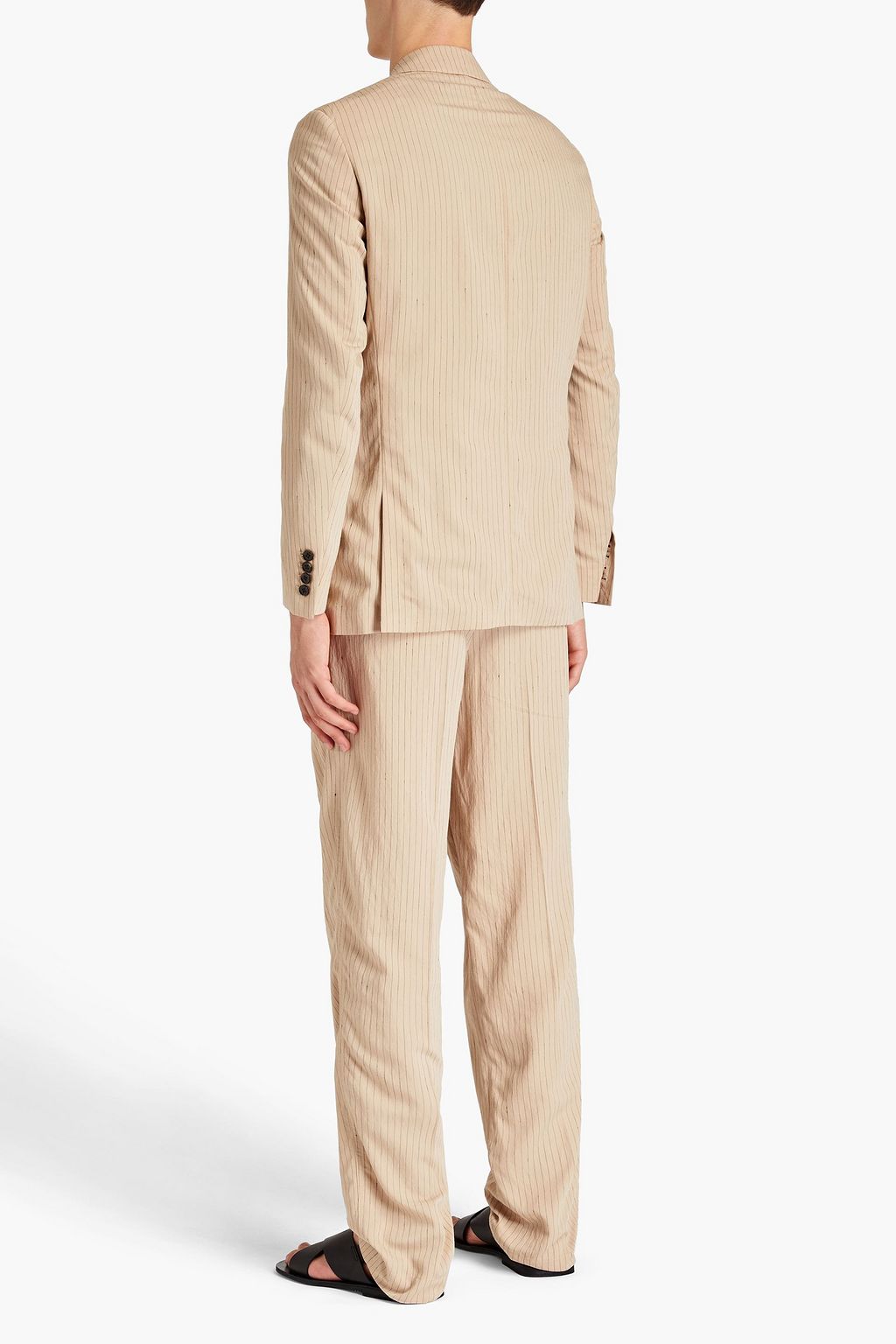 NANUSHKA Double-breasted pinstriped twill blazer