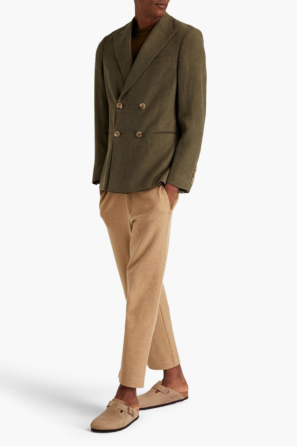 NANUSHKA Double-breasted brushed ramie-blend twill blazer