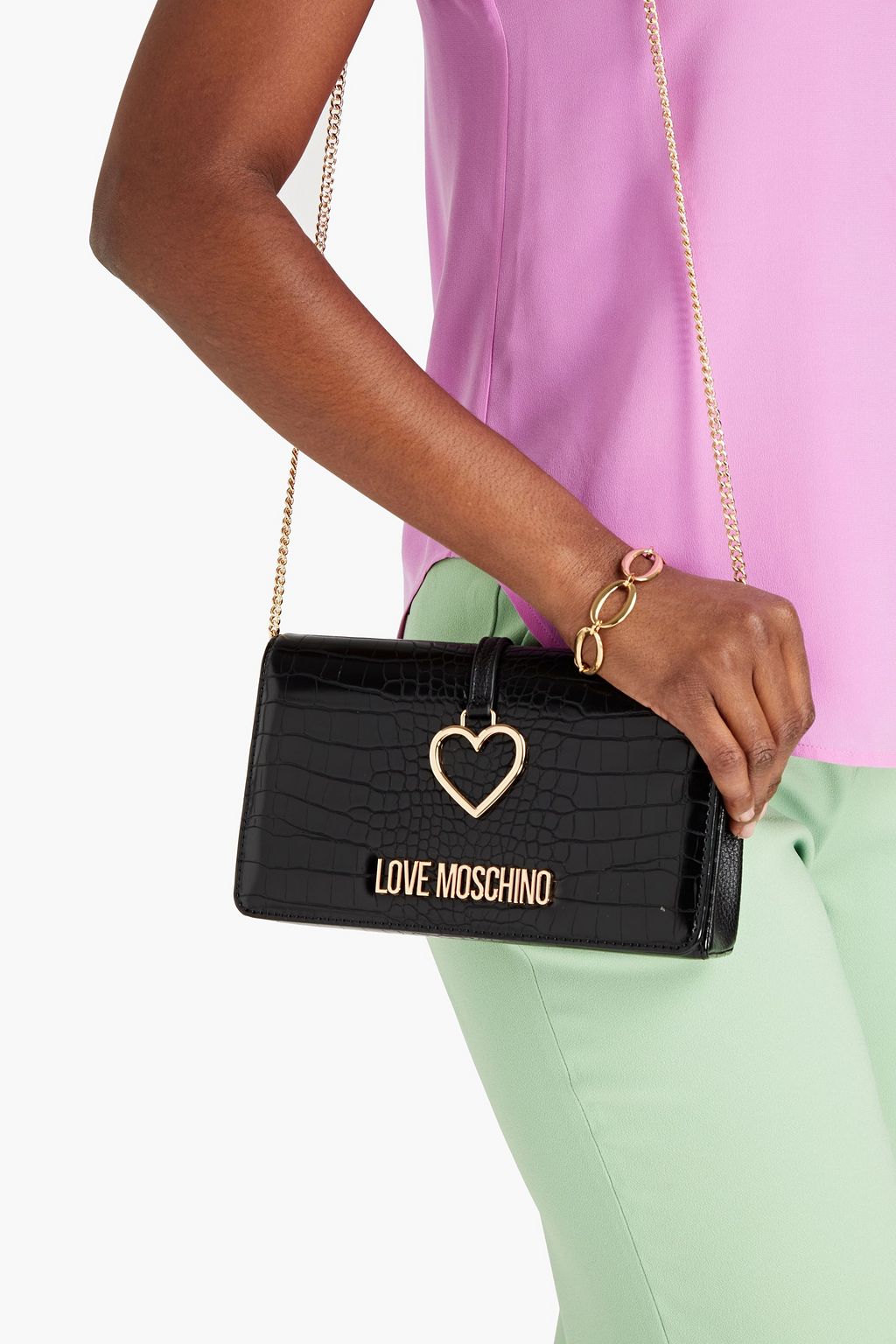 LOVE MOSCHINO Croc-effect faux leather shoulder bag