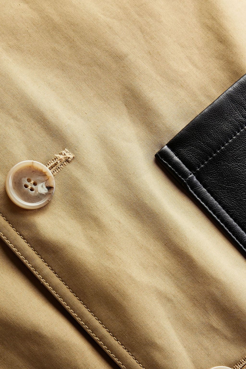 NANUSHKA Kane leather-trimmed cotton gabardine trench coat