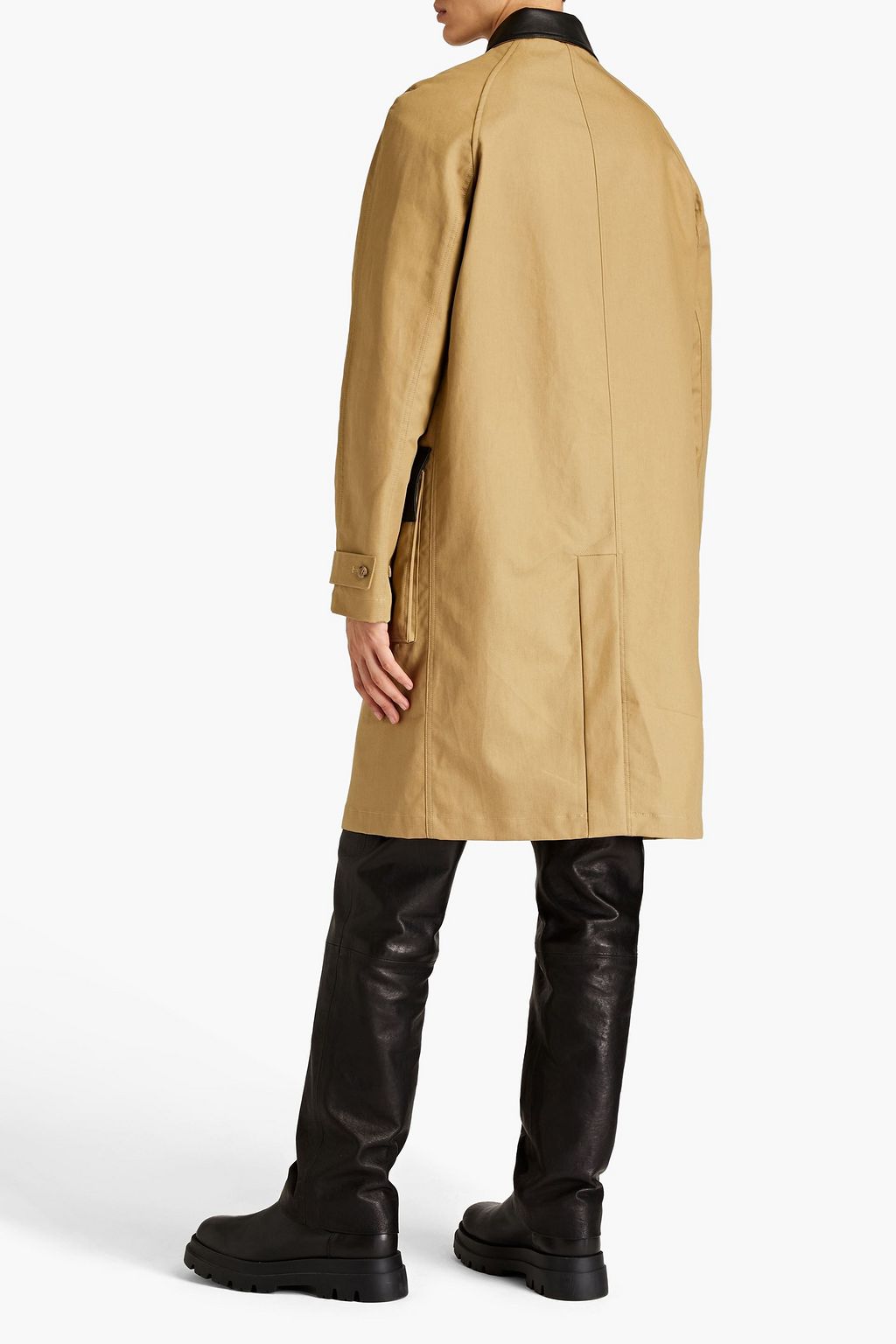 NANUSHKA Kane leather-trimmed cotton gabardine trench coat