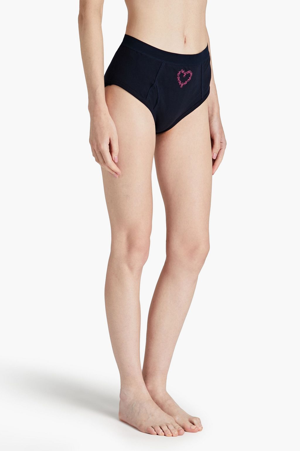 GANNI Set of two organic stretch-cotton jersey high-rise briefs