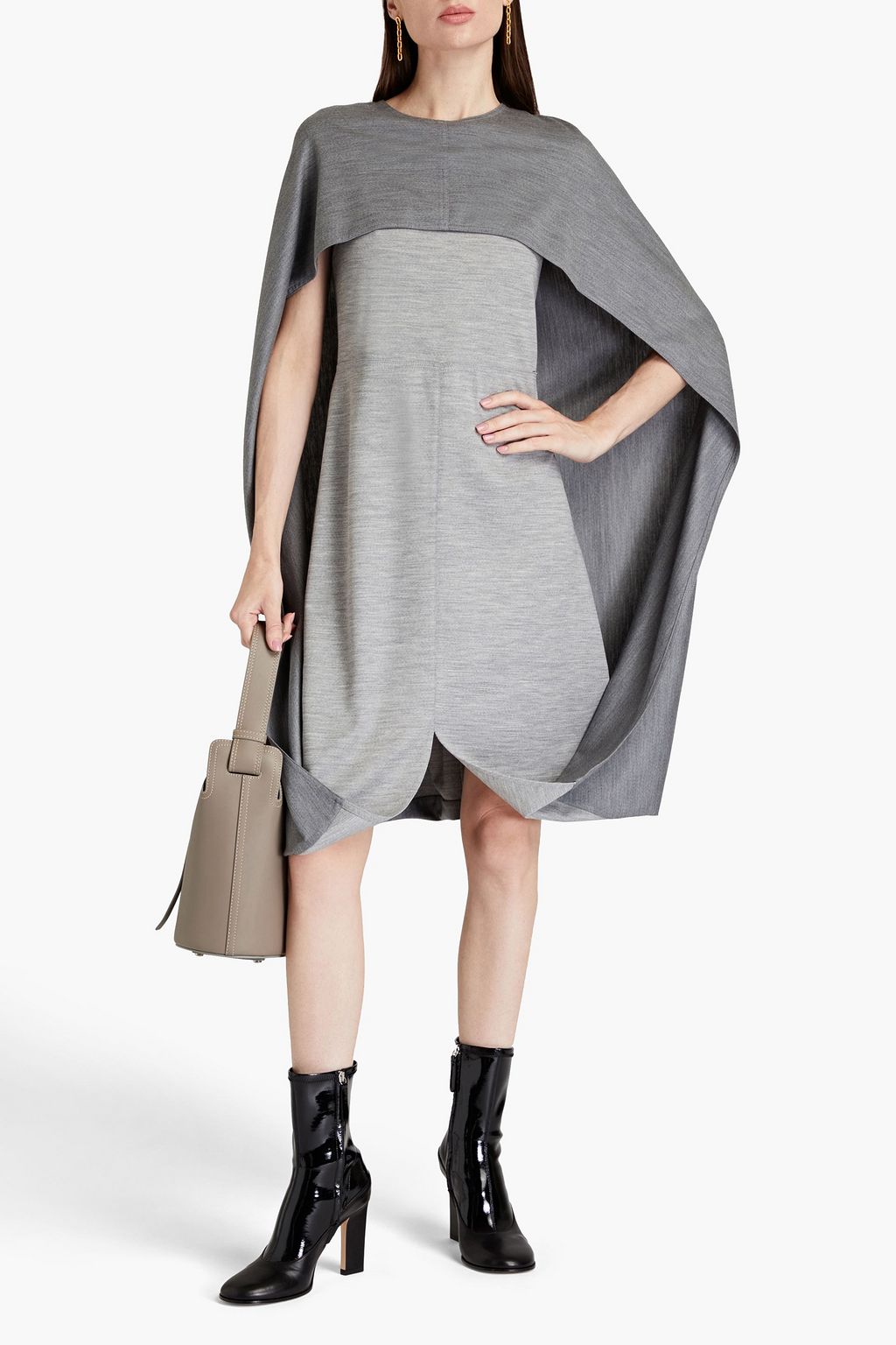 BURBERRY Capeeffect gathered woolblend dress THE