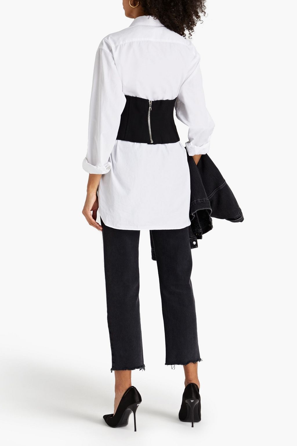 BALMAIN 크레이프 뷔스티에 크롭 탑