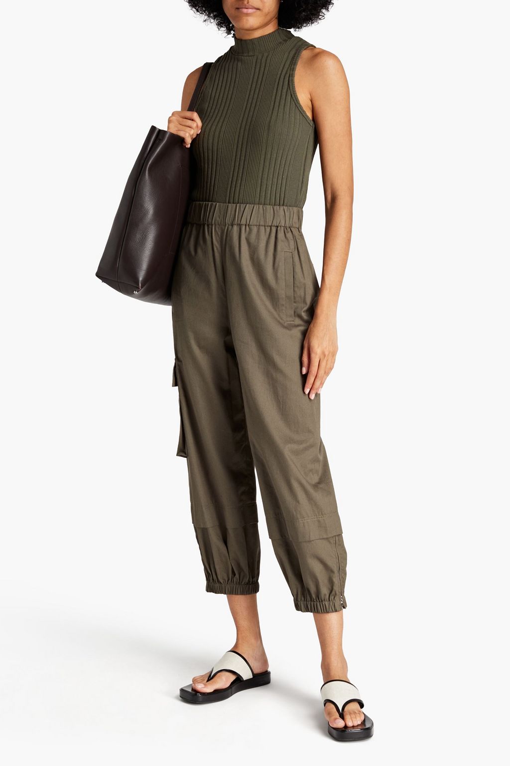 STATESIDE Ribbed stretch-organic cotton turtleneck top
