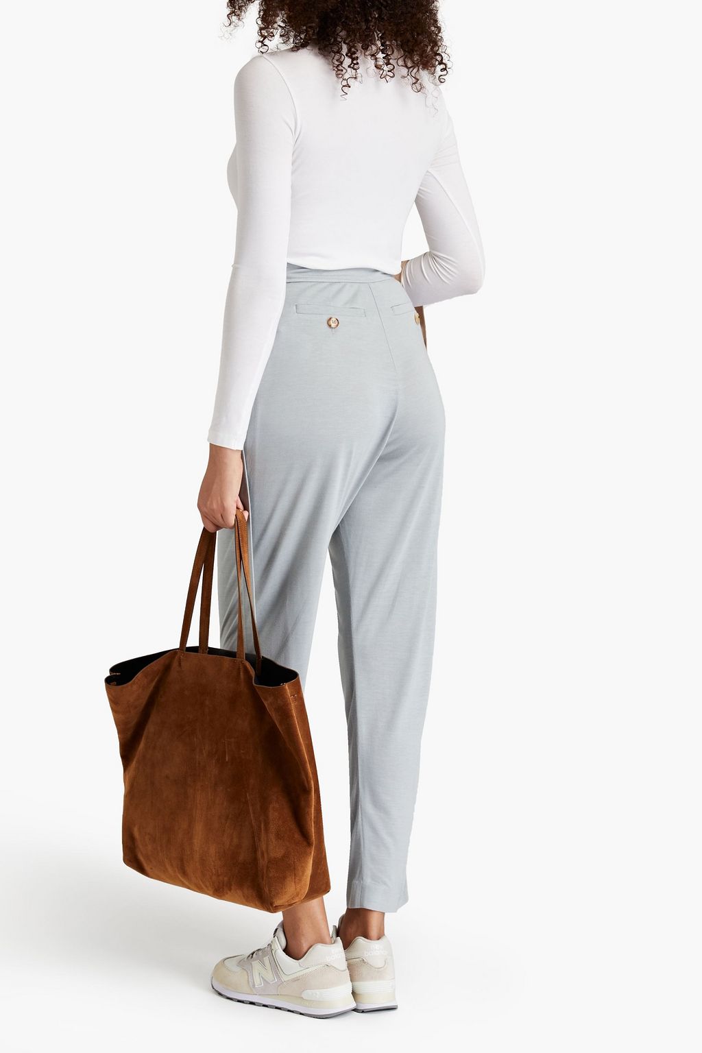 BURBERRY Pleated jersey tapered pants