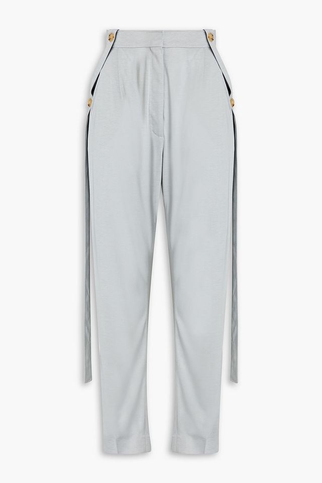 Pleated jersey tapered pants