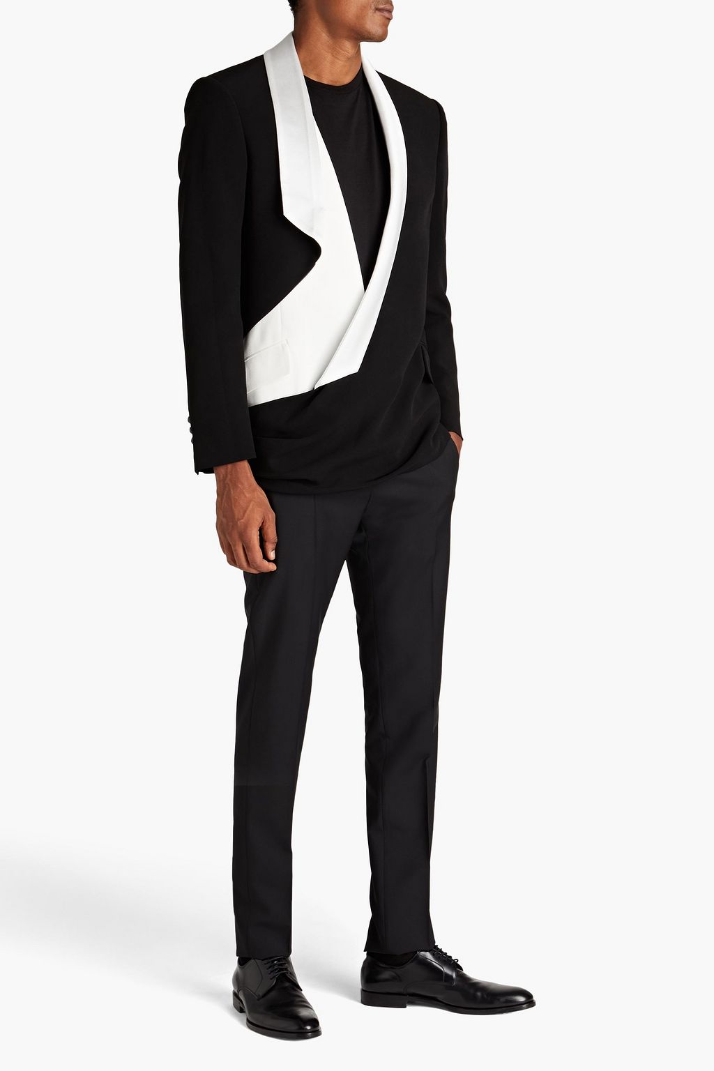BALMAIN Zweifarbiger Blazer aus Crêpe mit Drapierung