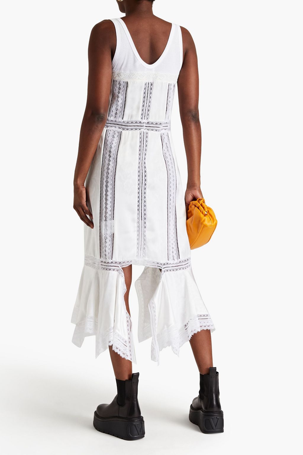 BURBERRY Kleid aus Seiden-Charmeuse mit Einsätzen aus schnurgebundener Spitze