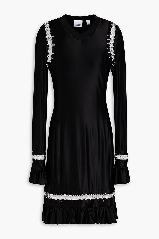 Embellished stretch-satin mini dress