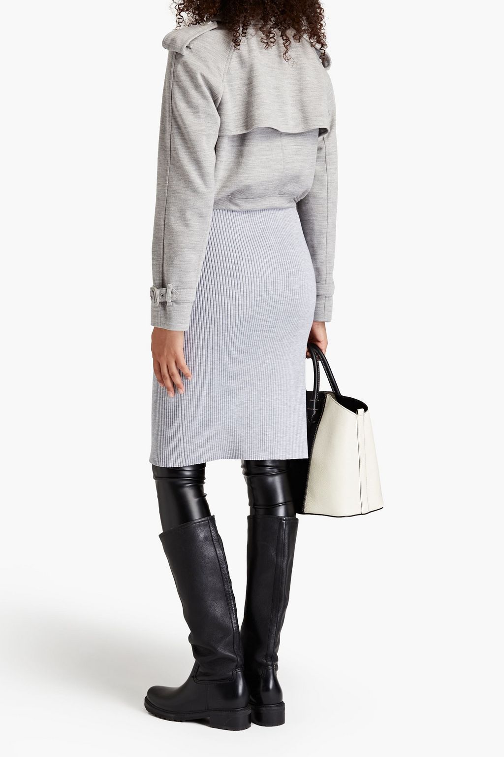 BURBERRY Doppelreihiger Mantel aus Jersey aus Stretch-Wolle mit Strickeinsatz