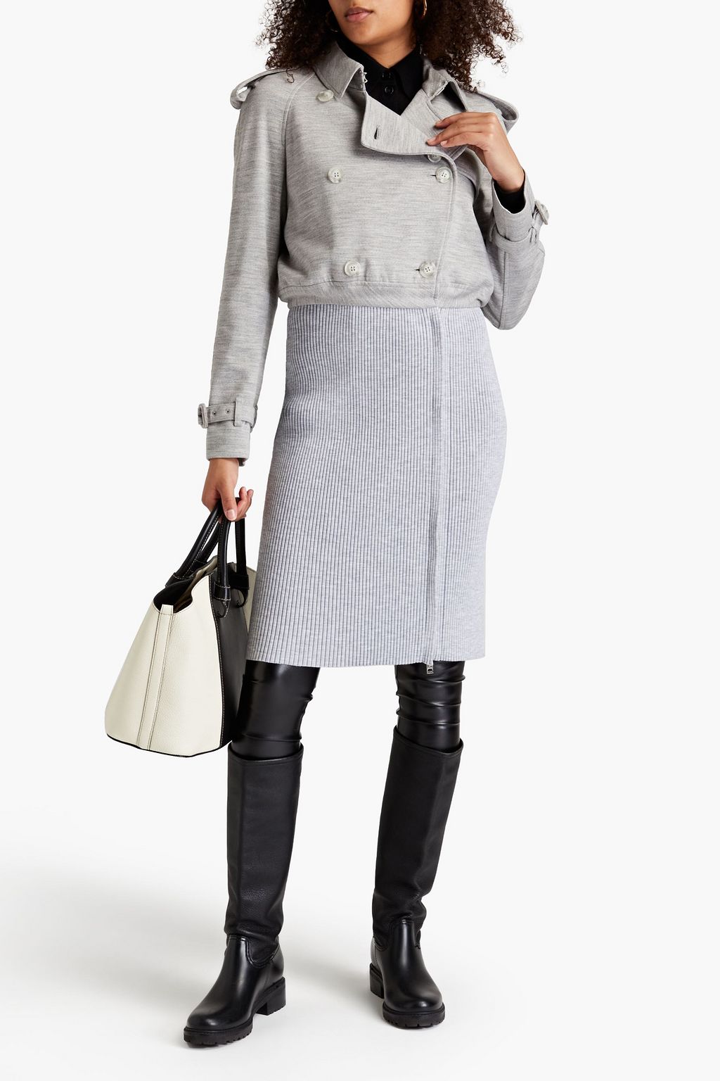 Paneled stretch wool jacket outlet