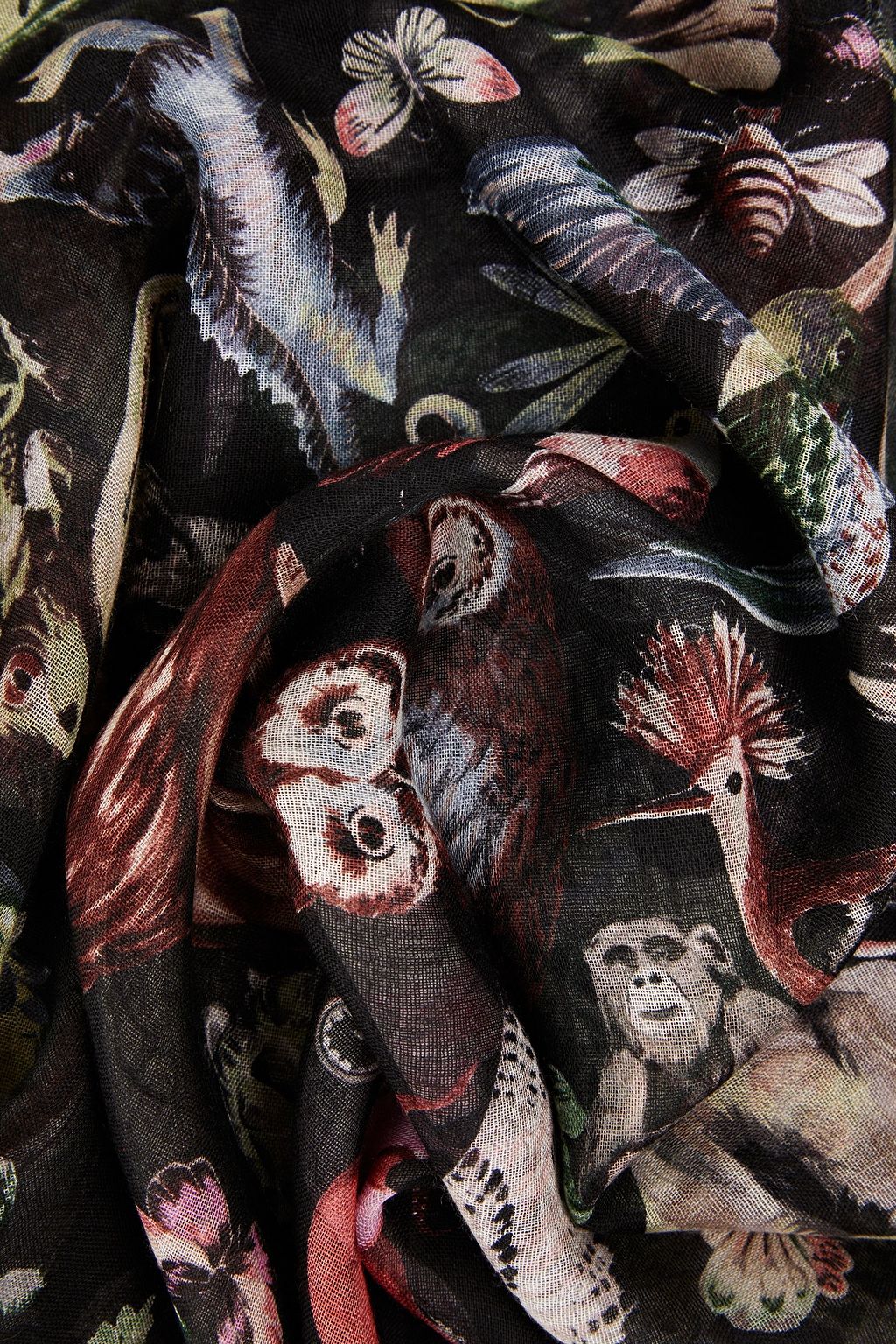 VALENTINO GARAVANI Frayed printed cashmere and silk-blend gauze scarf