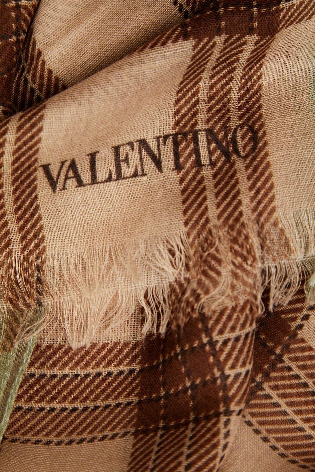 VALENTINO GARAVANI Checked cashmere, silk and wool-blend scarf