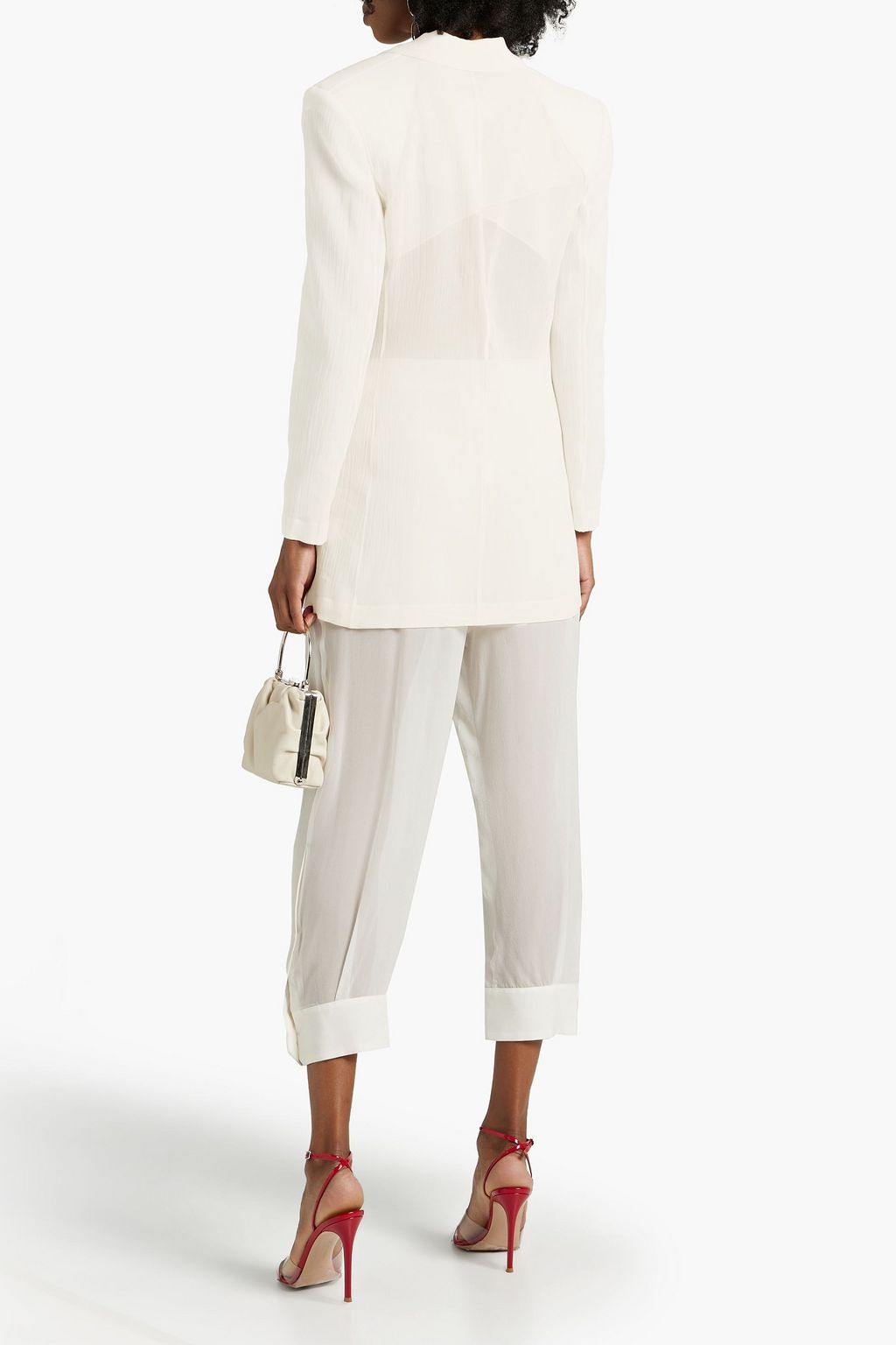 FERRAGAMO Double-breasted cotton-gauze blazer