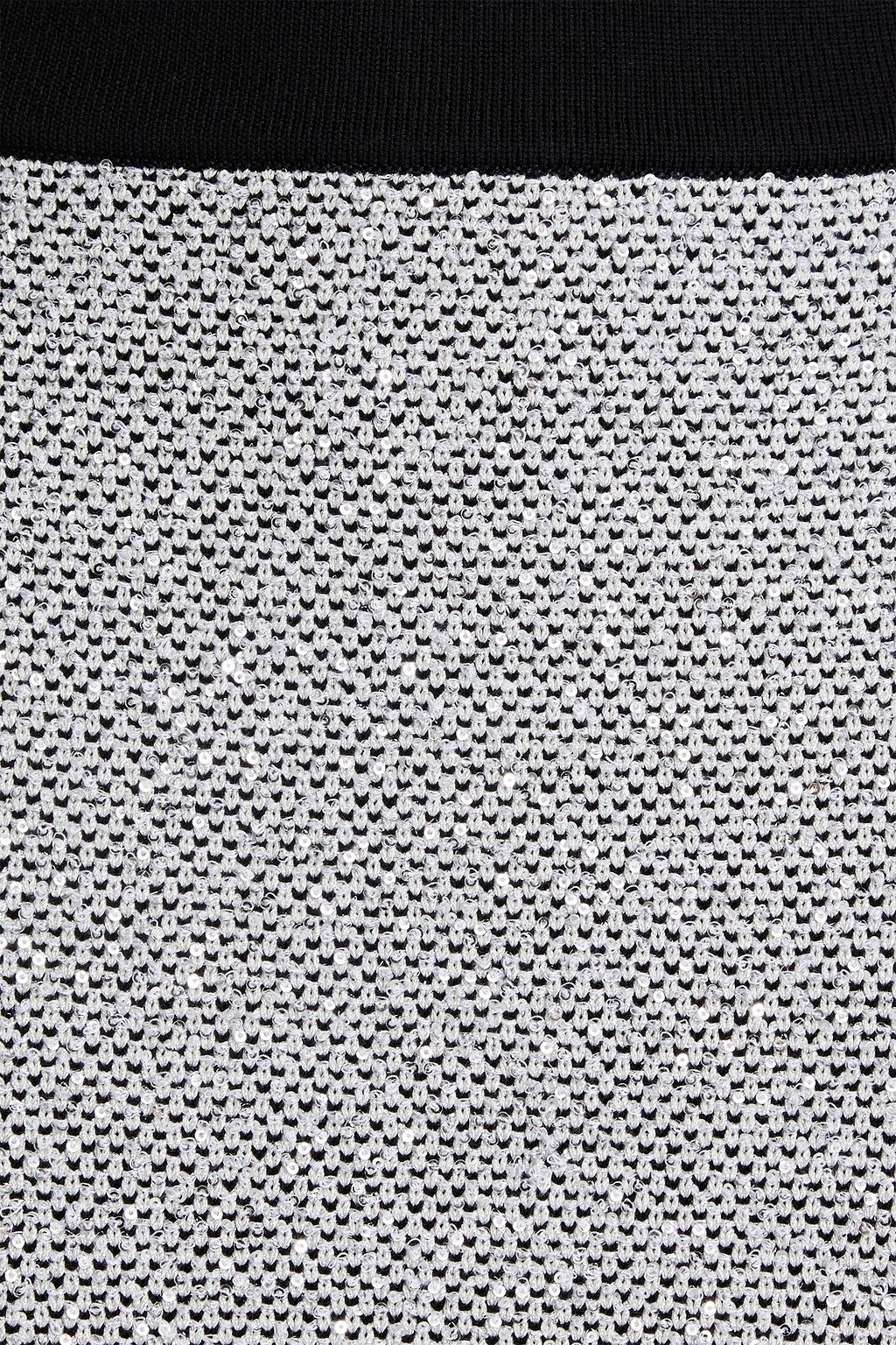BALMAIN Sequin-embellished knitted mini skirt