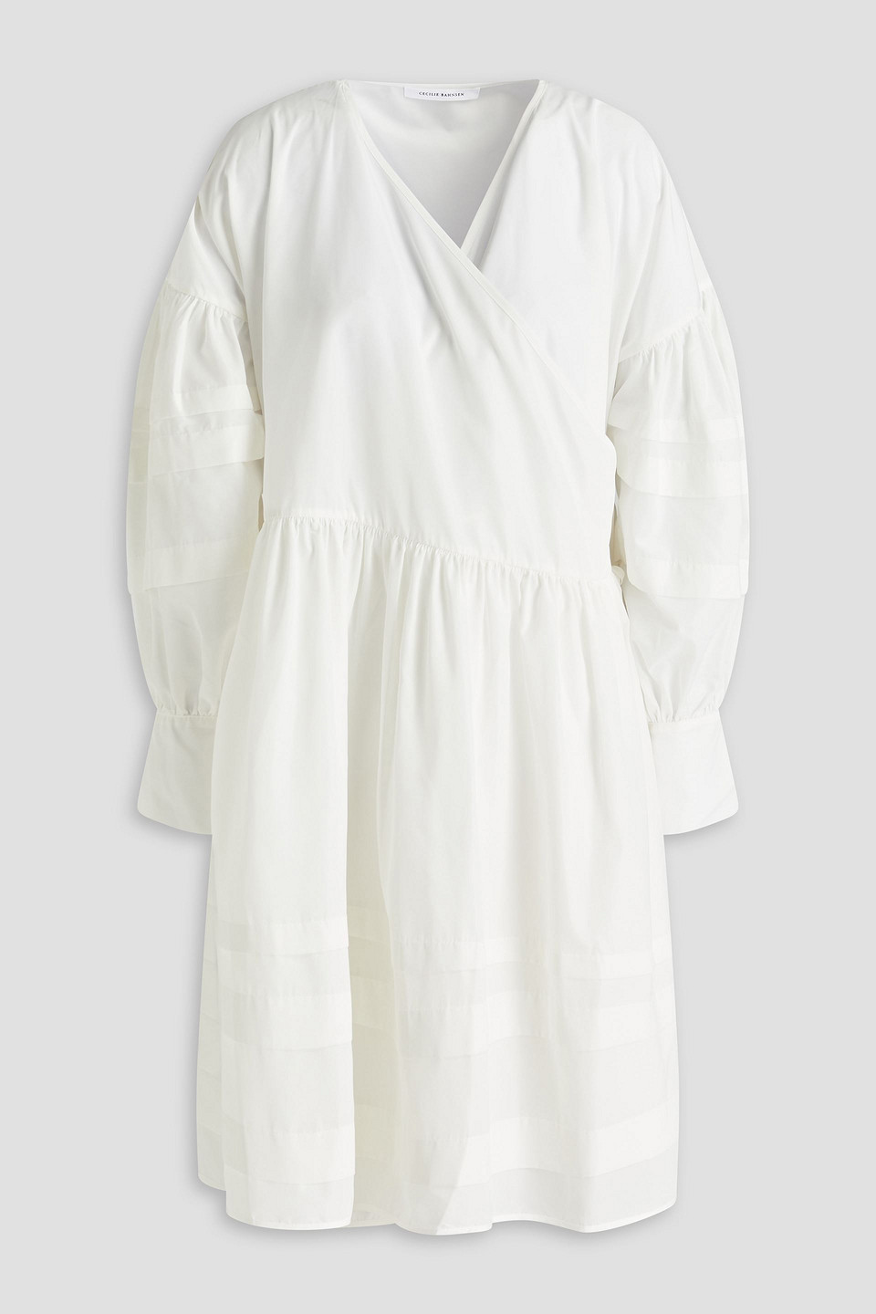 Cecilie Bahnsen Amelie Gathered Taffeta Wrap Dress In White