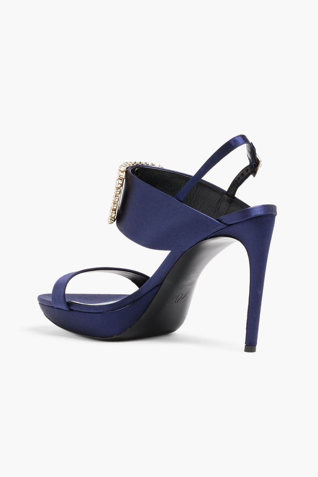 ROGER VIVIER Buckle-embellished satin platform slingback sandals