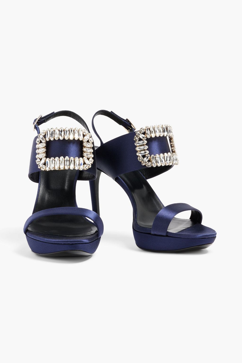 ROGER VIVIER Buckle-embellished satin platform slingback sandals