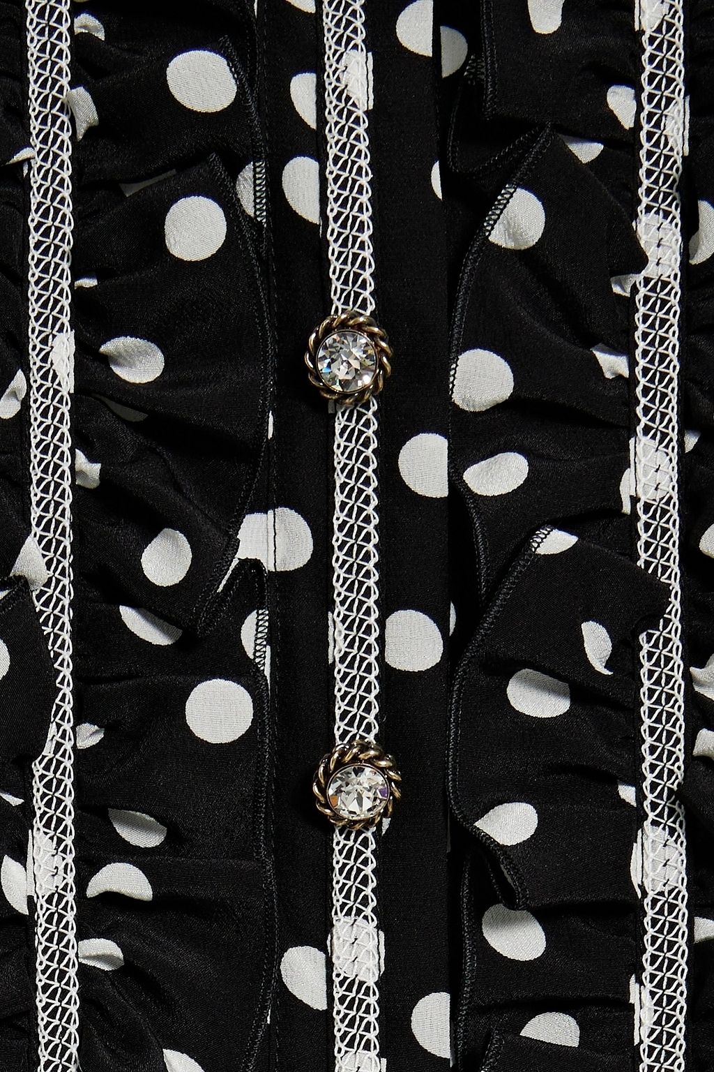 DOLCE&GABBANA Lace-trimmed polka-dot silk-blend crepe dress