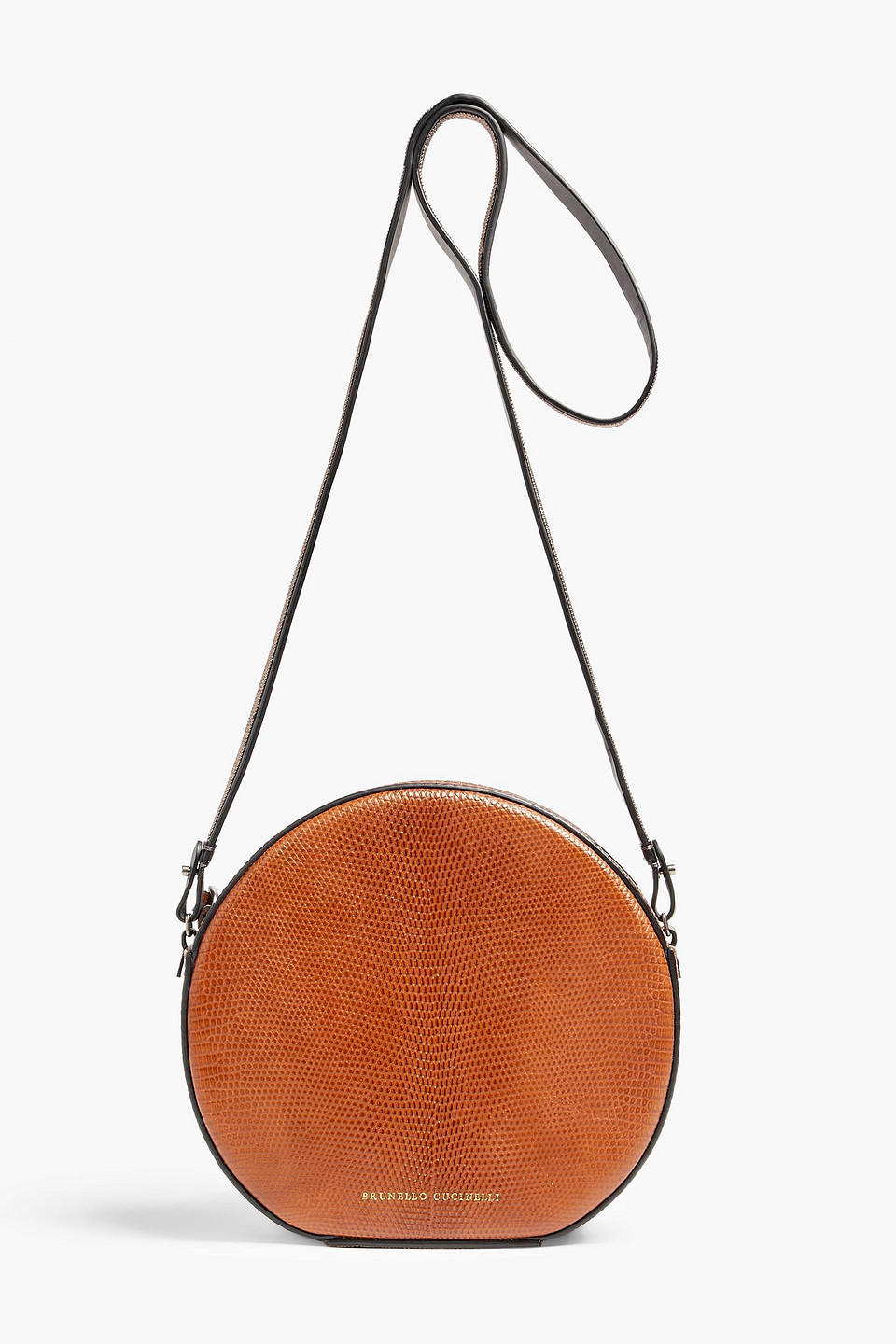brunello cucinelli - bead-embellished snake-effect leather shoulder bag - brown - onesize