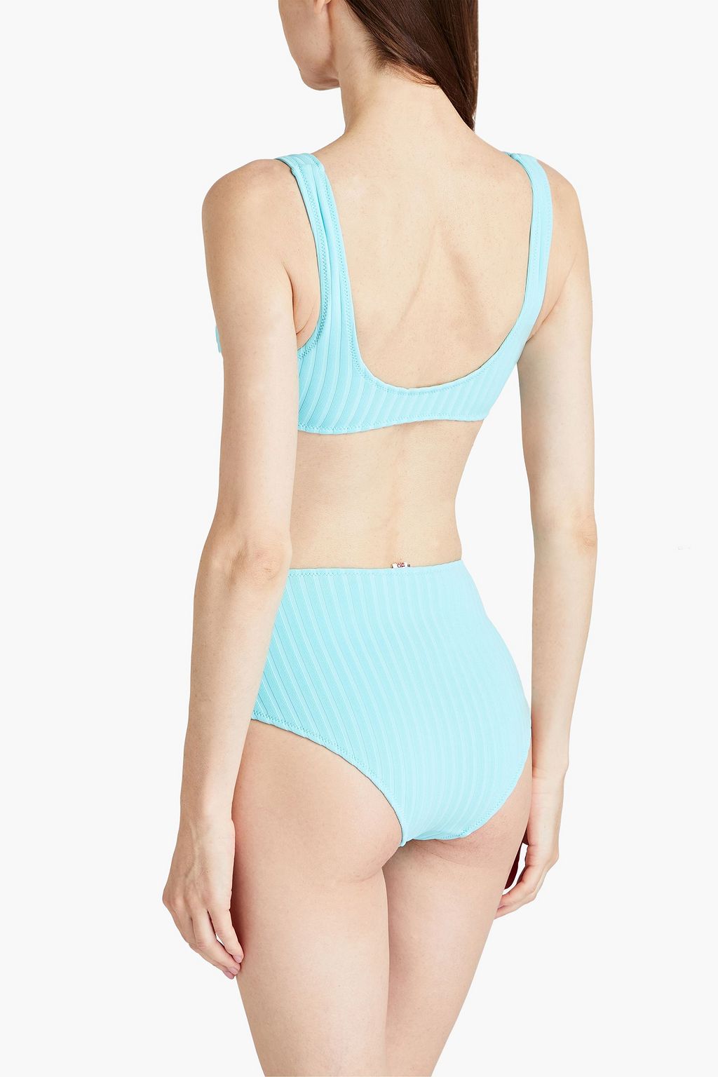 SOLID & STRIPED سروال بكيني بخصر مرتفع وتصميم مضلع