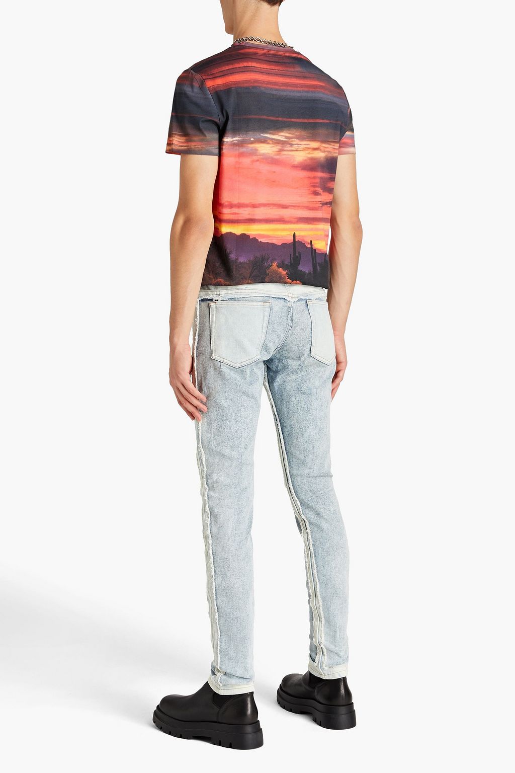BALMAIN Jeans mit schmalem Bein aus Denim mit Fransen