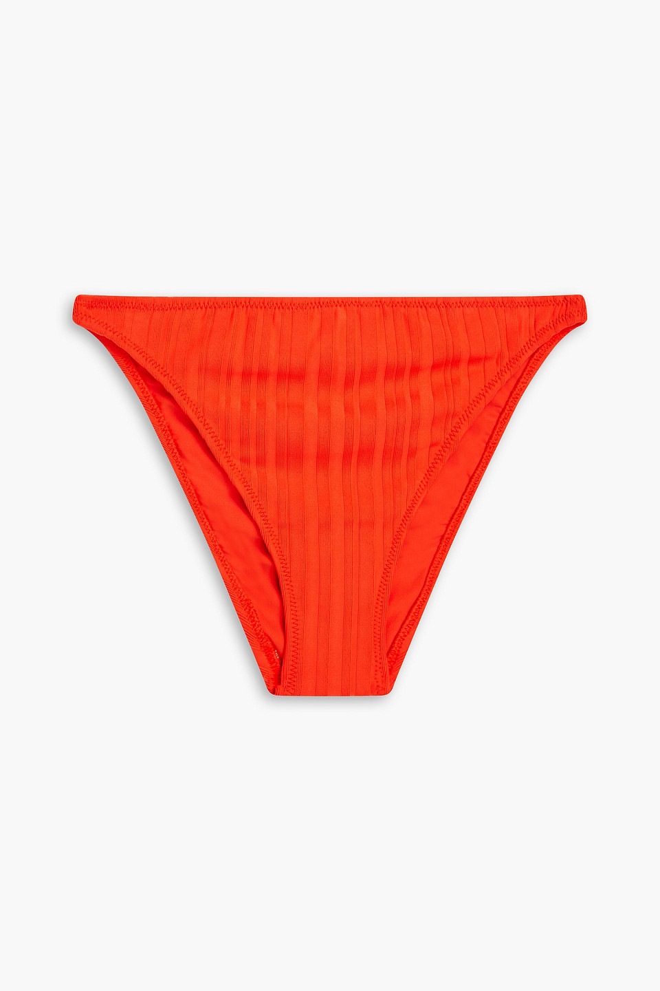 Solid & Striped Ribbed Low-rise Bikini Briefs In Red