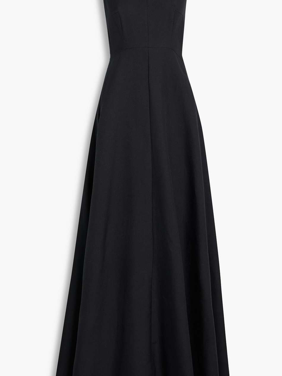 pleated cotton and silk-blend crepe gown