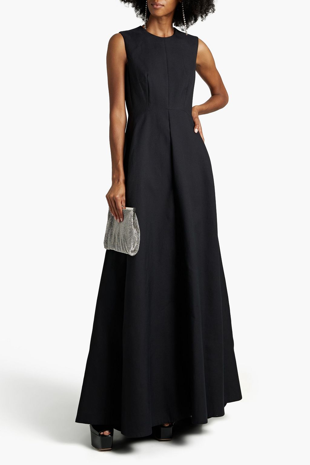 VALENTINO GARAVANI Pleated cotton and silk-blend crepe gown