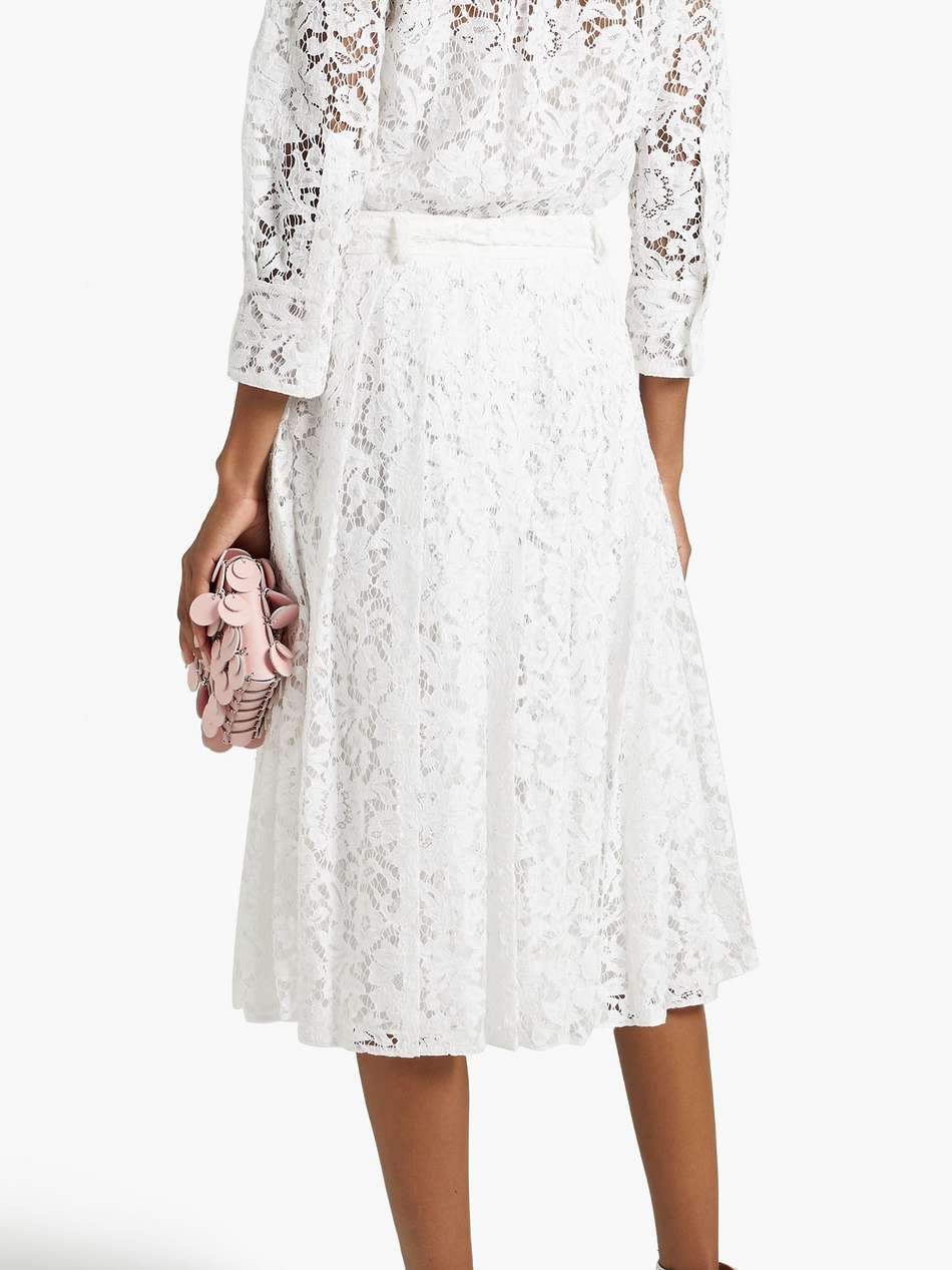 belted pleated corded lace shirt dress