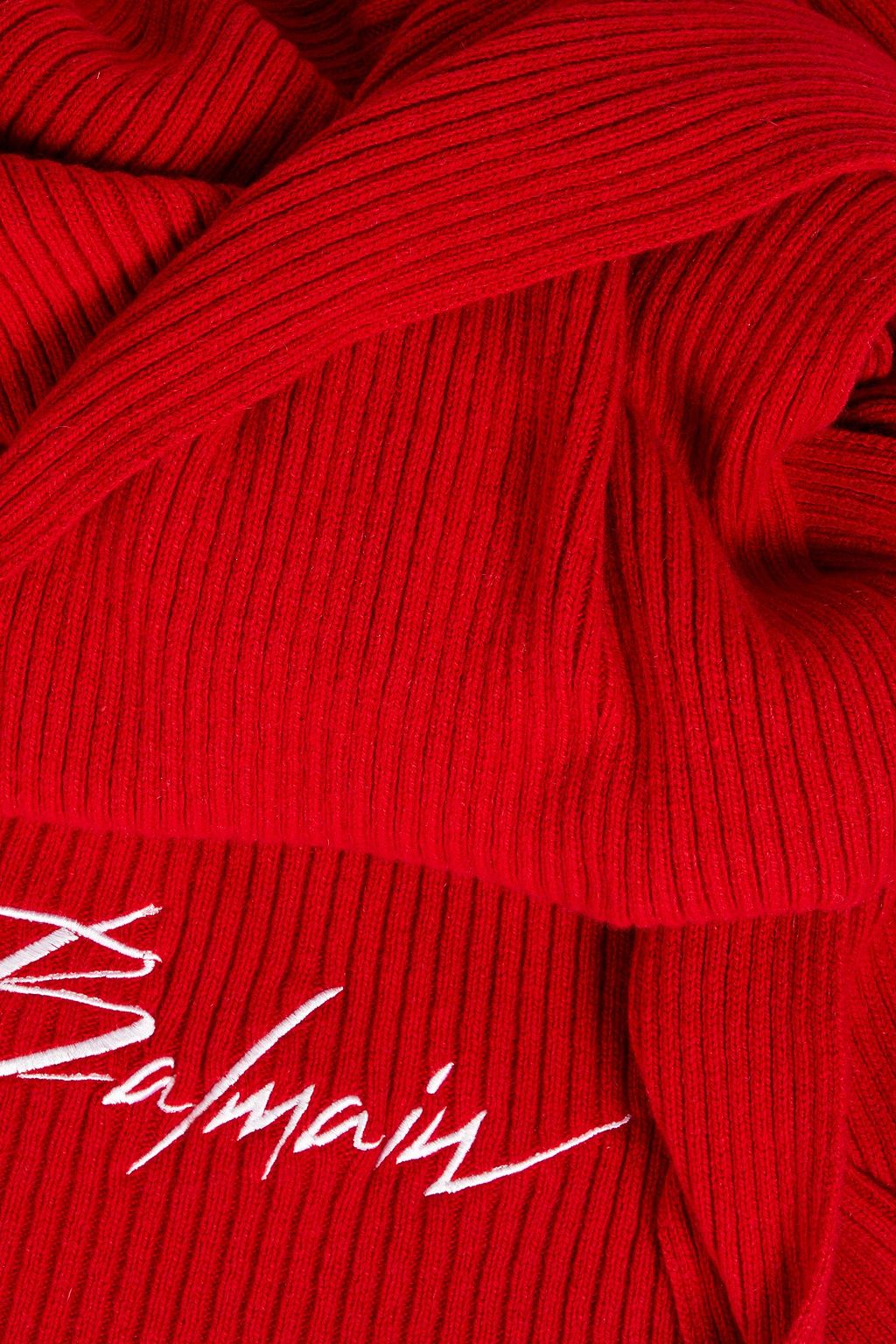 BALMAIN Ribbed cashmere and wool-blend scarf