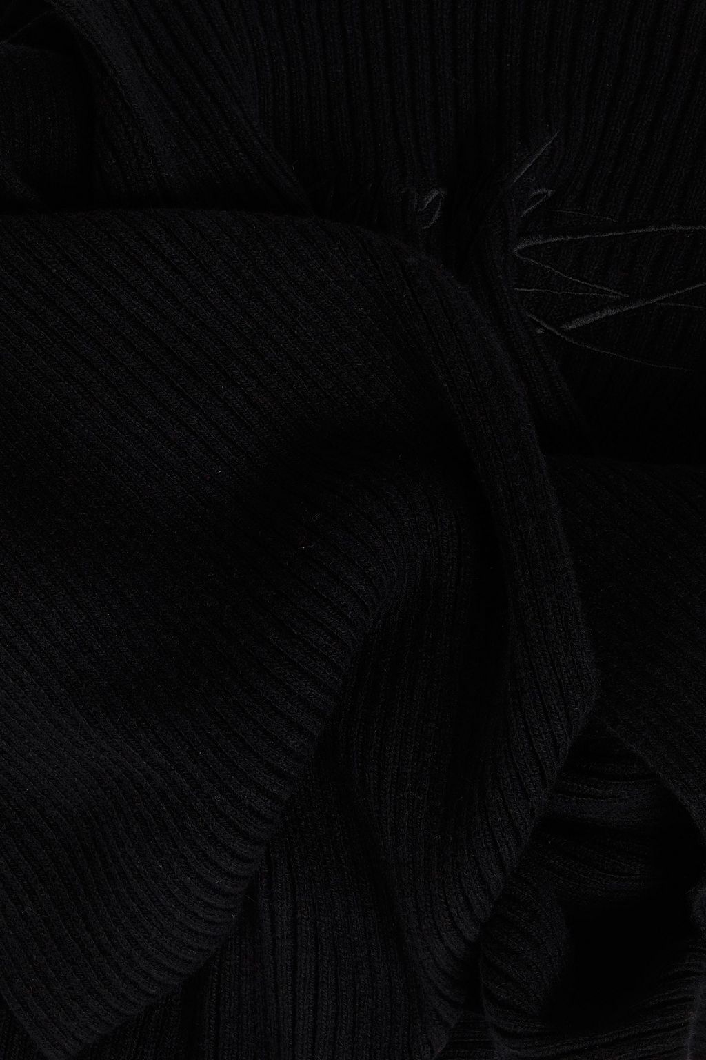 BALMAIN Ribbed cashmere and wool-blend scarf